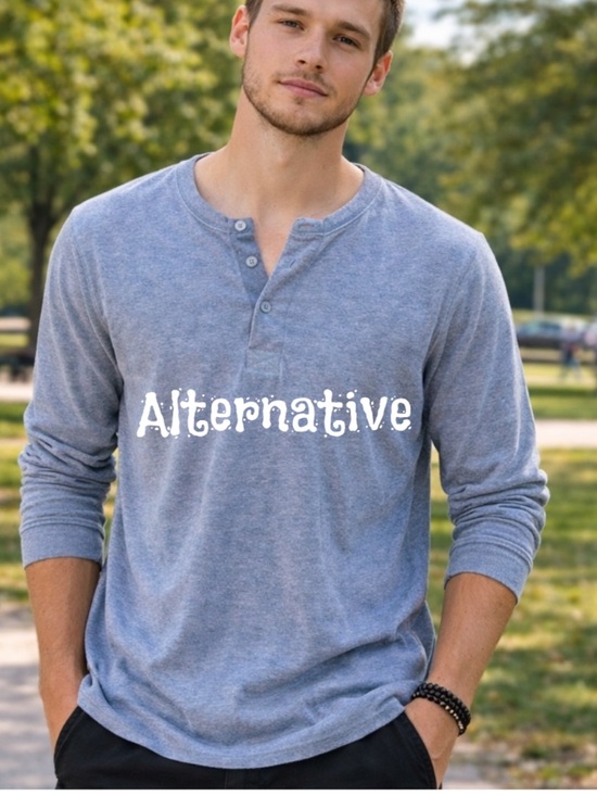 Alternative Other - Gray Long-Sleeve Henley Shirt
